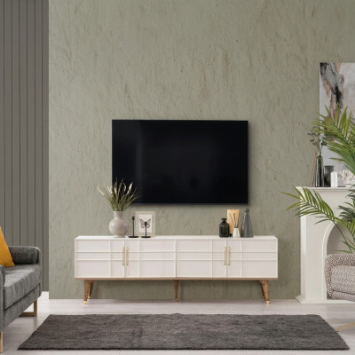 Lowboard TV-standaard Sideboard Moderne kast RTV Woonkamer Wit Hout