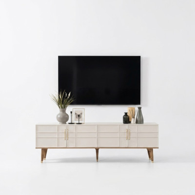 Lowboard TV-standaard Sideboard Moderne kast RTV Woonkamer Wit Hout