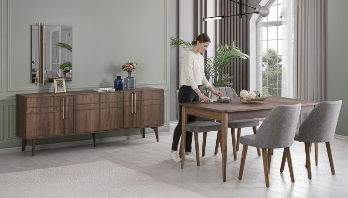 Eetkamerset Eethoek Eettafel Set 9-delig Eetkamer Bruin Hout