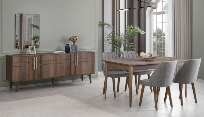 Eetkamerset Eethoek Eettafel Set 9-delig Eetkamer Bruin Hout