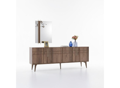 Garnituur Sideboard met Spiegel Commode Hout Bruin Eetkamer
