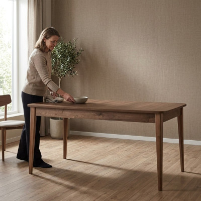 Eettafel Eettafel Tafel Hout Bruin Uitschuifbaar 160 cm Eetkamer