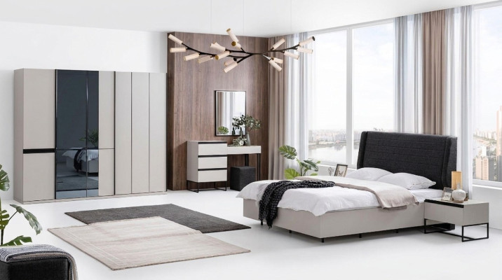 Slaapkamer set Tweepersoonsbed Bed Nachtkastjes Hout Set 7-delig Wit