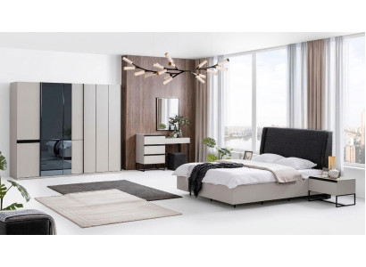 Slaapkamer set Tweepersoonsbed Bed Nachtkastjes Hout Set 7-delig Wit