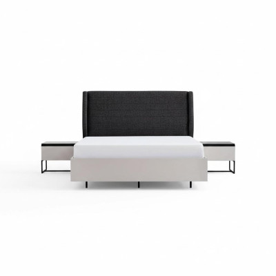 Complete slaapkamermeubels tweepersoonsbed hout 3-delig design wit bed set