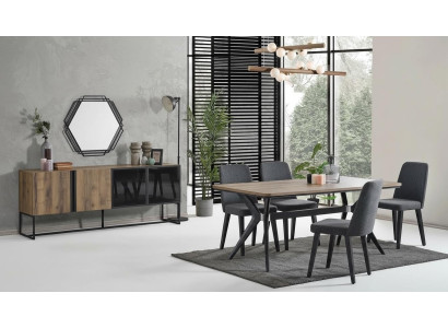 Luxe eetkamerset eetkamer eettafel set 9-delig eetkamer bruin houten tafel