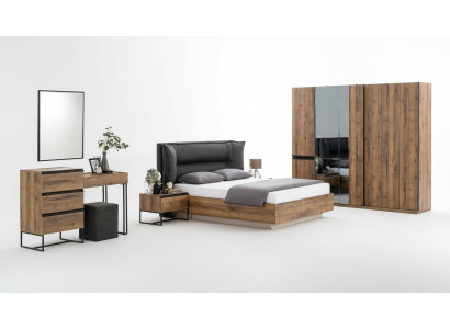 Luxe slaapkamer set tweepersoonsbed hout set 7-delig bruin modern