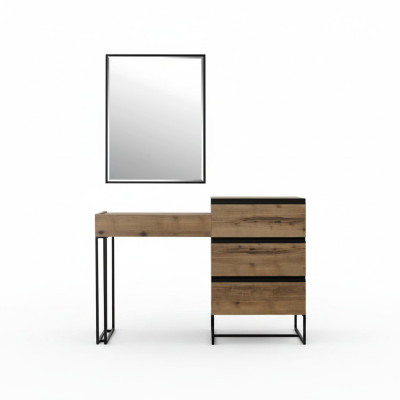 Toilettafel Kaptafel Console-tafel Ladekast Spiegel Set 2-delige Bruin