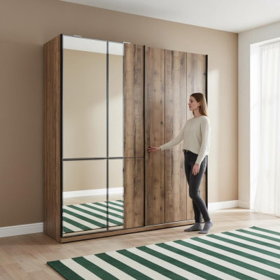 Ontwerp kledingkasten Kledingkast Kasten Bruin Hout Spiegel Nieuw