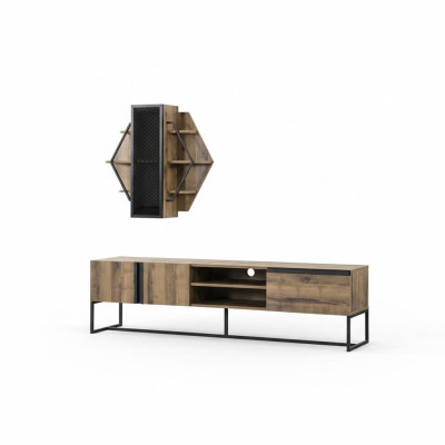 Groep TV-standaard kast RTV Lowboard woonkamer planken bruin hout