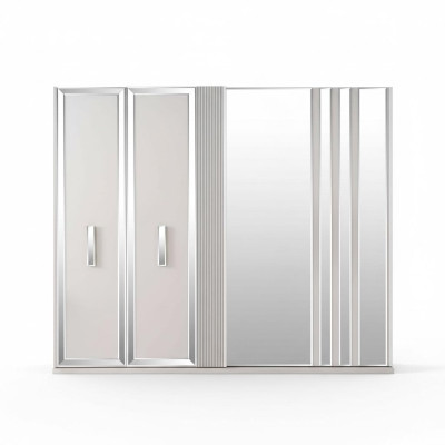 Luxe kasten ontwerp kledingkast spiegel groot wit hout modern.
