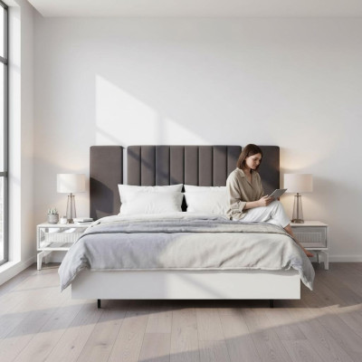 Tweepersoonsbed set slaapkamer Wit bedframe set 3-delig nachtkastjes