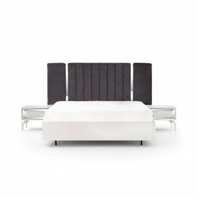 Tweepersoonsbed set slaapkamer Wit bedframe set 3-delig nachtkastjes