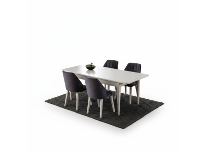 Eetgroep Eettafel Uitschuifbaar Modern Eetkamerset 7-delig Grijs Hout