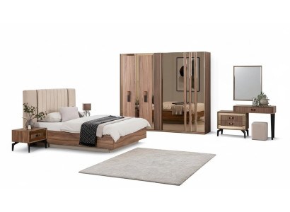 Luxe tweepersoons slaapkamer set bed hout 7-delig bruin modern