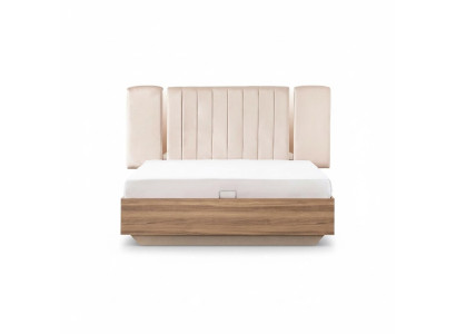 Bedframe Bed Dubbel bed met opbergruimte Beige Stof Luxe Modern