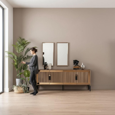 Dressoir met spiegel Groep Commode Hout Goud Eetkamer