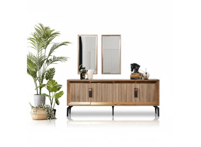 Dressoir met spiegel Groep Commode Hout Goud Eetkamer