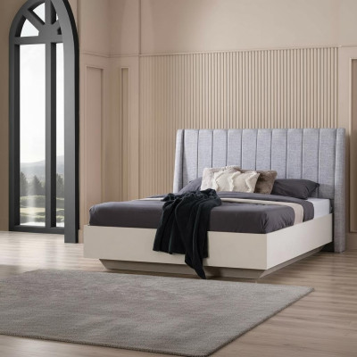 Tweepersoons slaapkamer set bed hout set 3-dlg Wit nachtkastjes