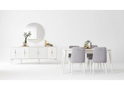 Eetkamerset eetkamergroep eettafel set 9-delig eethoek wit hout groot