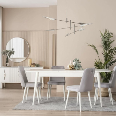 Eetkamermeubels Eethoekset 7-delig Eetkamer Eettafel Wit Stoelen