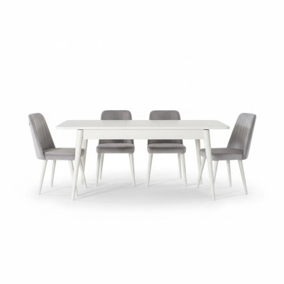 Eetkamermeubels Eethoekset 7-delig Eetkamer Eettafel Wit Stoelen