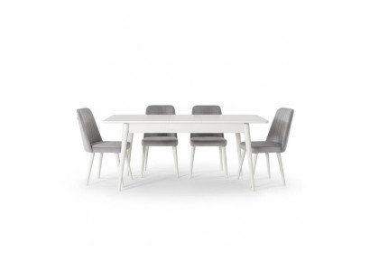 Eetkamermeubels Eethoekset 7-delig Eetkamer Eettafel Wit Stoelen