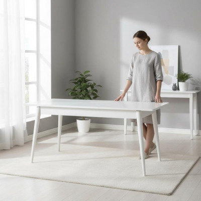 Eettafel Eettafel Tafel Wit Eetkamer Hout Uitschuifbaar Modern