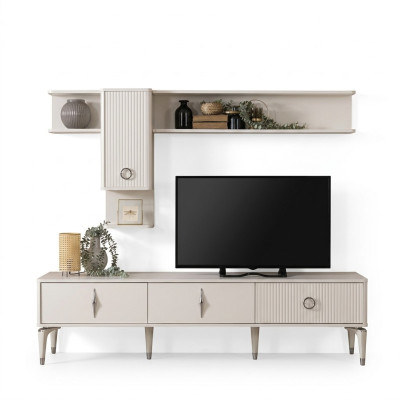 Volledige tv-standaardkast RTV Lowboard woonkamer planken wit hout