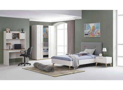 Kinderkamer set Kinderbed Jeugdbed Bed Set 4-delig Wit Hout