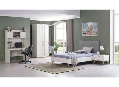 Set kinderkamer kinderbed tienerbed bed set 4-delig wit hout