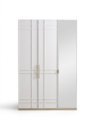 Kledingkast Kasten Houten kast Hout Wit Spiegel Kinderkamer