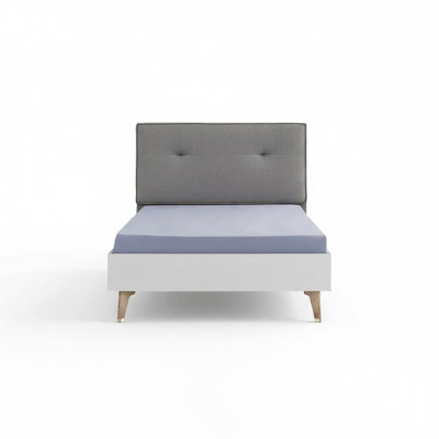 Kinderbed Bed 100 cm Jeugdbed Hout Grijs Kinderkamer Stof Modern