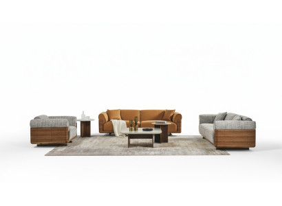 Sofaset Compleet bankstel Gestoffeerde bank Bruin stof Stoffen bank