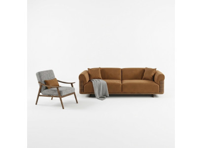 Sofaset Compleet gestoffeerde bank Bruin Driezitsbank Stoel Modern 3-delig