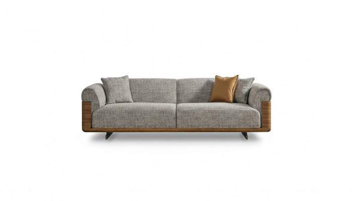 Driepersoons bank 3-zits gestoffeerde bank Grijs stof Polyester Bank Modern