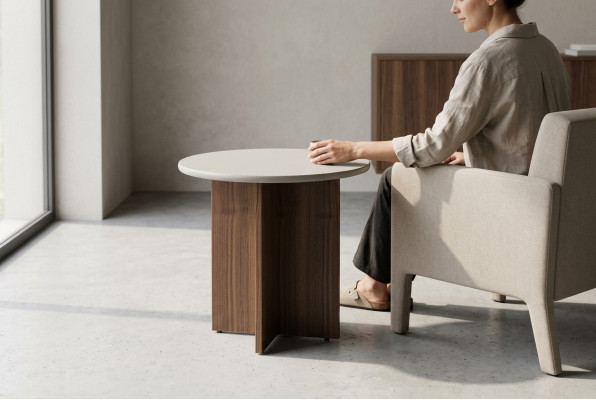 Tafel Bijzettafel Salontafel Woonkamer Grijs Hout Design Meubels