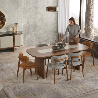 Eetkamerset eetkamergroep eethoek eettafel set 7-delig bruin hout nieuw
