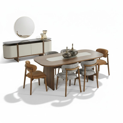 Eetkamerset eetkamergroep eethoek eettafel set 7-delig bruin hout nieuw
