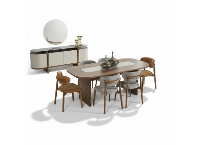 Eetkamerset eetkamergroep eethoek eettafel set 7-delig bruin hout nieuw