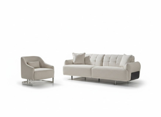 Luxe bankstel, gestoffeerde bank, wit, compleet driezitter, fauteuil, 2-delige banken.