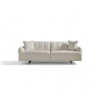 Bankstel Driepersoons, 3-zits gestoffeerde bank van polyester stof, modern wit.