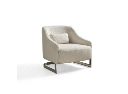 Moderne fauteuils, oorfauteuils, zits polyester witte stof woonkamer.