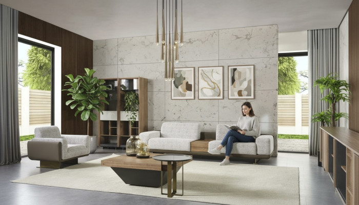 Garnituur vierzits bankstel Fauteuil Stof Stoffen bankstel Modern Sofa