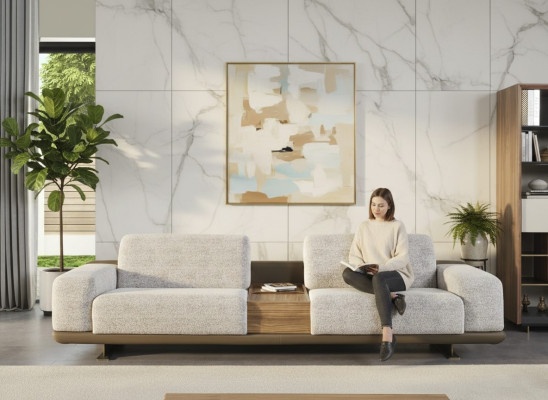 Vierzitsbank Bank 4-zits Grijs Stof Modern Stoffen Bank Sofa