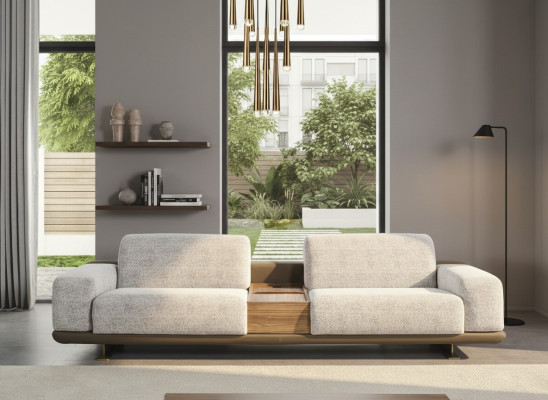 Vierzitsbank Bank 4-zits Grijs Stof Modern Stoffen Bank Sofa