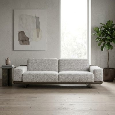 Driepersoonsbank 3-zits gestoffeerde bank Grijs stof Polyester Bankstel Modern