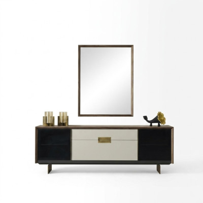 Dressoir Sideboard met spiegel ladekast hout veelkleurig eetkamer set