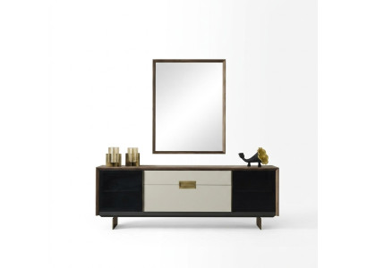 Dressoir Sideboard met spiegel ladekast hout veelkleurig eetkamer set