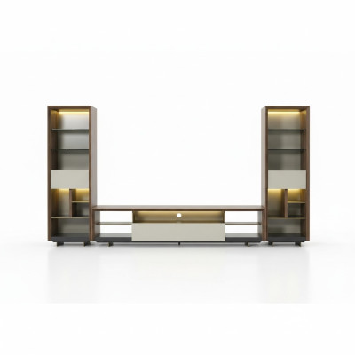 Woonwand RTV Lowboard TV Stand Sideboard Kast 3-delige Hout Bruin